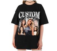 LucBuy Magliette Personalizzate, Rap Bootleg Felpa Oversize con Testo Personalizzato con Foto di Volti retrò, Felpe con Cappuccio Larghe e Spalle Scoperte Casual Girocollo Compleanno Regali (A3)