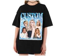 LucBuy Magliette Personalizzate, Rap Bootleg Felpa Oversize con Testo Personalizzato con Foto di Volti retrò, Felpe con Cappuccio Larghe e Spalle Scoperte Casual Girocollo Compleanno Regali (A6)