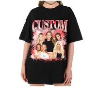 LucBuy Magliette Personalizzate, Rap Bootleg Felpa Oversize con Testo Personalizzato con Foto di Volti retrò, Felpe con Cappuccio Larghe e Spalle Scoperte Casual Girocollo Compleanno Regali (A5)