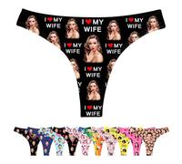 LucBuy Mutandine Infradito Personalizzate con Foto di Volti, Slip Bikini Divertenti Intimo Personalizzato, novità Mutande Personalizzate per la Foto del Viso del Marito della Moglie (A93)