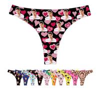 LucBuy Mutandine Infradito Personalizzate con Foto di Volti, Slip Bikini Divertenti Intimo Personalizzato, novità Mutande Personalizzate per la Foto del Viso del Marito della Moglie (A106)