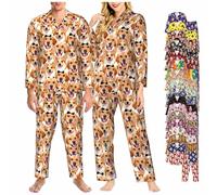 LucBuy Pigiama Personalizzato con Foto del Viso, Indumenti da Notte Personalizzati a Maniche Lunghe per Donne Uomini, Divertente Set da Salotto Pjs Regali di Compleanno per Anniversario (A31)