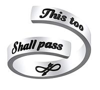 LucBuy Regali Ispirati Incisi in Acciaio Inossidabile Anelli Regolabili Gioielli per Uomo Donna Adolescenti (This Too Shall Pass - Argento)