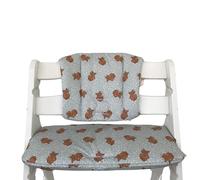 LUCCA kids, Cuscino Compatibile con Seggioloni Hauck Alpha e seggioloni simili, antiscivolo, facile da pulire, orsacchiotti grigio verde