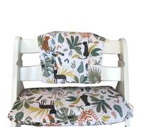 LUCCA kids, cuscino per seggiolone, facile da pulire, antiscivolo, compatibile con Hauck Alpha e simili seggioloni - Giungla bianca