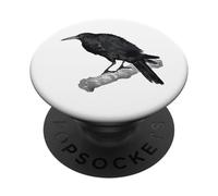 L'uccello ornitologico del corvo corvo appollaiato PopSockets PopGrip Adesivo