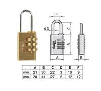 LUCCHETTI AD ARCO A COMBINAZIONE CON 3 DISCHI 406- - mm.28, arco mm.27x12 ø m...