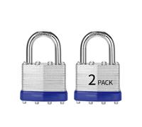 Lucchetti con chiave uguale, confezione da 2, serrature in acciaio laminato, 40 mm, anello normale per cassetta degli attrezzi, armadietti e unità di archiviazione