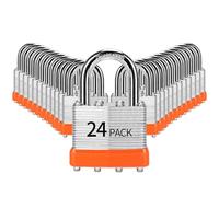 Lucchetti con chiave uguale, confezione da 24, serrature in acciaio laminato, 40 mm, anello normale per cassetta degli attrezzi, armadietti e unità di archiviazione