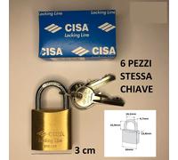 LUCCHETTI LUCCHETTO CISA APRIBILI CON LA STESSA CHIAVE 6 PEZZI 30 KA 21010