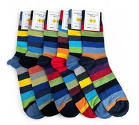 Lucchetti Socks Milano 6 paia calze uomo CORTE cotone filo di scozia elasticizzato estive in fantasia (Taglia 41-46, Set Linee colors 4)