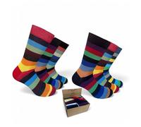 Lucchetti Socks Milano 6 paia calze uomo CORTE cotone filo di scozia elasticizzato estive in fantasia (Taglia 41-46, Scatolina regalo Set Righe in scatola)