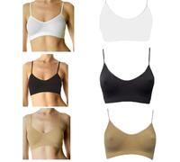Lucchetti Socks Milano Brassiere Donna Elasticizzata - Reggiseno Senza Ferretto in Microfibra, Intimo Donna, Senza Cuciture (IT, Testo, S, M, Regular, Regular, Bianco-Nero-Naturale)