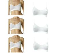 Lucchetti Socks Milano Brassiere Donna Elasticizzata - Reggiseno Senza Ferretto in Microfibra, Intimo Donna, Senza Cuciture (IT, Testo, S, M, Regular, Regular, 3 Pezzi Bianco)