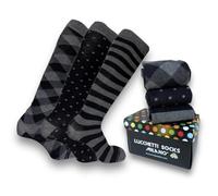 Lucchetti Socks Milano SET 3 PAIA DI CALZE UOMO LUNGHE CALDO COTONE COLORATE TENDENZA POIS FANTASIA FASHION MADE IN ITALY (SET BLACK & GREY)