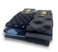 Lucchetti Socks Milano Set da 6 Paia di calze uomo lunghe caldo cotone colorate tendenza pois fantasia fashion Made in Italy (Taglia Unica, Set Jeans Bis)
