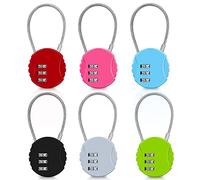 Lucchetto a combinazione, 6 pezzi di lucchetto, lucchetto a combinazione, 3 cifre, lucchetto per bagagli, lucchetto con codice numerico per viaggi, zaini, valigie per le vacanze (6 colori)