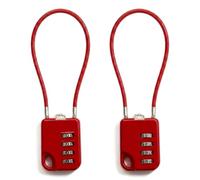 Lucchetto a combinazione a 4 cifre, 30 cm, cavo in acciaio rosso, 2 pezzi | Lucchetto con codice numerico, impermeabile e antiruggine, per viaggi, bicicletta, casco, scooter e attività all'aperto