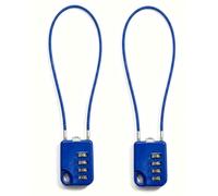 Lucchetto a combinazione a 4 cifre con cavo in acciaio da 30 cm, blu, 2 | Lucchetto con codice numerico, impermeabile e antiruggine, per viaggi, bicicletta, casco, scooter e attività all'aperto