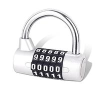 Lucchetto a combinazione a 5 cifre, set di lucchetto a combinazione, lucchetto da palestra, armadietto sportivo e palestra, cancello, custodia, cassetta degli attrezzi, recinzione, argento, SISAV-027