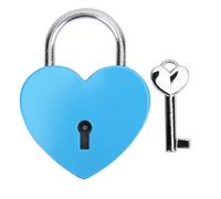 Lucchetto a cuore con chiave, lucchetto colorato a forma di cuore in metallo da 45x59 mm Mini lucchetto per portabagagli, diario, libro, portagioie (Blu)