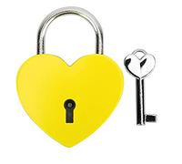 Lucchetto a cuore con chiave, lucchetto colorato a forma di cuore in metallo da 45x59 mm Mini lucchetto per portabagagli, diario, libro, portagioie (Gialla)