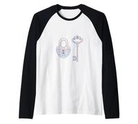 Lucchetto a cuore e chiave, stile vintage Maglia con Maniche Raglan