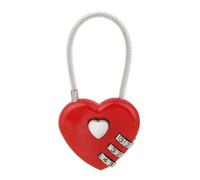 Lucchetto a forma di cuore con password a 3 cifre, lucchetto da viaggio, combinazione, strumento di sicurezza, 1 pezzo(Red)