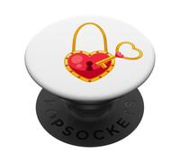 Lucchetto a forma di cuore e chiave, romantico lucchetto dell'amore PopSockets PopGrip Adesivo
