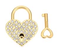 Lucchetto a Forma di Cuore in Lega di Zinco, Oro, Decorativo | Ponti dei Desideri e Luoghi Turistici, Finitura Strass, Solido e Robusto, per Borse