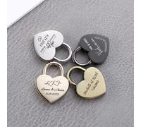 Lucchetto a forma di cuore inciso con chiave, lucchetto da viaggio per luna di miele, anniversario di matrimonio, lucchetto inciso per coppie, regalo per moglie (argento)