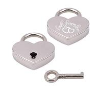 Lucchetto a Forma di Cuore,Mini Lucchetti a Cuore con Chiave e Inciso Serrature d'amore per bagaglio Diario Della Borsa Regalo Argento