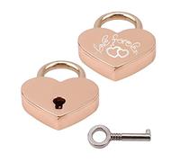 Lucchetto a Forma di Cuore,Mini Lucchetti a Cuore con Chiave e Inciso Serrature d'amore per bagaglio Diario Della Borsa Regalo Oro Rosa