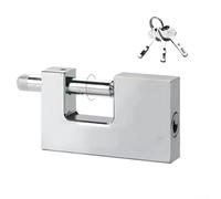 Lucchetto a forma di D con lega di zinco indurita e cromatura, design impermeabile e antifurto, con 3 chiavi, adatto per bloccare garage, catene e contenitori (90 mm)