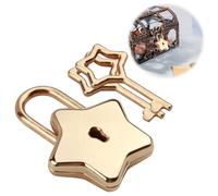 Lucchetto a forma di stella, vintage, dorato, piccolo lucchetto dell'amore, mini lucchetto con 2 chiavi a forma di stella, decorazione per diario, armadietti della scuola, portagioie, decorazioni