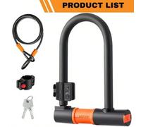 Lucchetto a U antifurto per impieghi gravosi con cavo da 1,2 m - Lucchetto a U con due chiavi per bici da strada, mountain bike, e-bike e bici pieghevoli Portatile e resistente: il lucchetto a U per b