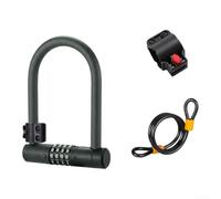 Lucchetto a U in acciaio al carbonio a 4 cifre per combo antifurto in | Include 180 cm per cavo intrecciato, rivestimento in morbido silicone, previene graffi sul telaio, uso in tutte le condizioni