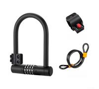 Lucchetto a U in acciaio al carbonio a 4 cifre per combo antifurto in | Include 180 cm per cavo intrecciato, rivestimento in morbido silicone, previene graffi sul telaio, uso in tutte le condizioni
