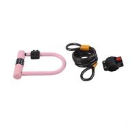 Lucchetto a U resistente per bicicletta con combinazione a 4 cifre, in lega di acciaio ad alta sicurezza, con rivestimento in silicone e cavo, per scooter e moto (rosa)