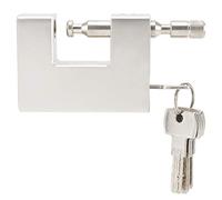 Lucchetto ad Alta Sicurezza Ferro Resistente ad Rettangolare Spesso Antifurto Serratura per Porta a Forma di D per Magazzino Garage Argento 94x69x29mm 5 Chiavi Incluse