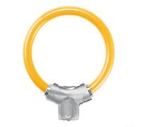 Lucchetto ad anello compatto per biciclette con cavo in acciaio da 11 mm, azione push-to-lock senza chiave e rivestimento in PVC per la resilienza ambientale (galvanica arancione)