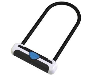 Lucchetto ad arco XLC Sundance & Cassidy III LO-S05 - Lucchetto ad alta sicurezza per la tua bicicletta, nero, blu, bianco, 292 mm