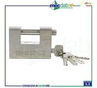 Lucchetto Antiscasso In Acciaio Per Serrande e Portoni e Cancelli Con 5 Chiavi