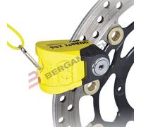 LUCCHETTO BLOCCA DISCO GIALLO /NERO PERNO DIAMETRO 10 mm RESISTENTE AL TAGLIO