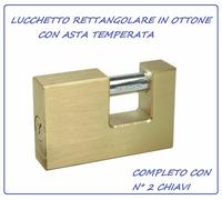 LUCCHETTO CATENACCIO CORAZZATO OTTONE DI SICUREZZA 50 60 75 90 SERRANDE OCCHIOLI
