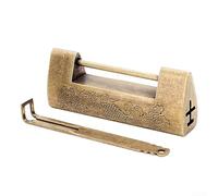 Lucchetto cinese in ottone anticato per scatole di gioielli e mini armadi, serratura decorativa con motivi simbolici e chiave abbinata per riporre in modo sicuro (bronzo)
