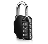 Lucchetto Combinazione a 4 Cifre, lucchetto palestra,Lucchetto Armadietto, Cambia il tuo Codice a Piacere, Adatto per Armadietti, Garage, Cancelli, Scuole, in Lega di Zinco (Nero)