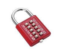 Lucchetto Combinazione Pulsante a 10 cifre Blocco password Lucchetto a combinazione antifurto cromato Meccanismo di blocco push(Red 10password)