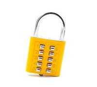 Lucchetto Combinazione Pulsante a 10 cifre Blocco password Lucchetto a combinazione antifurto cromato Meccanismo di blocco push(Yellow 10password)