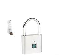 Lucchetto con blocco impronte digitali con cavo di ricarica USB, corpo in lega di zinco e grillo in acciaio inossidabile 304, basso consumo energetico con oltre 1800 aperture per carica
